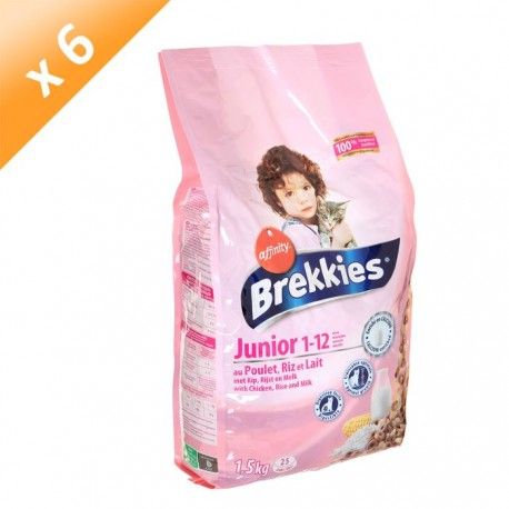 Brekkies Croquettes Au Poulet Riz Et Lait Pour Chat Junior 1 5kg 6 Brekkies Croquettes Au Poulet Riz Et Lait Pour Chat Junior 1 5kg 6