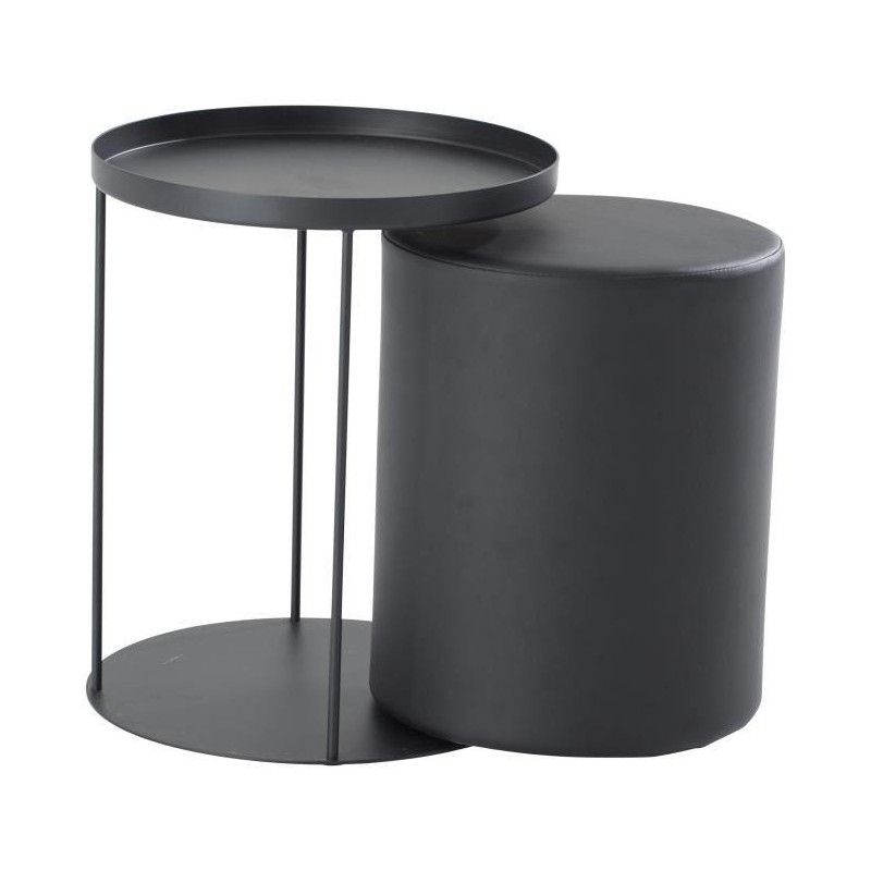 thea bout de canap avec pouf intgr style contemporain en mtal laqu noir l 42 - Canape Avec Pouf Integre thea bout de canap avec pouf intgr style contemporain en mtal laqu noir l 42 - Canape Avec Pouf Integre