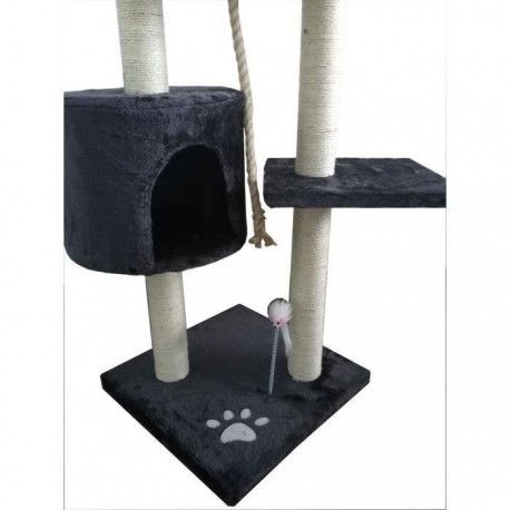 Arbre A Chat Pompon 40x40x114 Cm Gris Fonce Arbre A Chat Pompon 40x40x114 Cm Gris Fonce