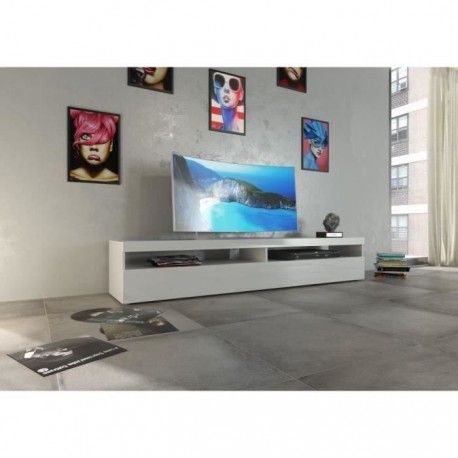 finlandek meuble tv 200cm laqué blanc hauska