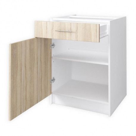 obi meuble bas de cuisine l 60 cm  décor chene clair