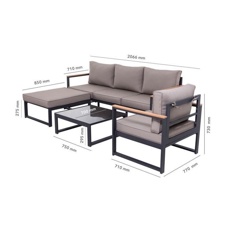 Loungitude Salon De Jardin 4 Places En Aluminium Gris