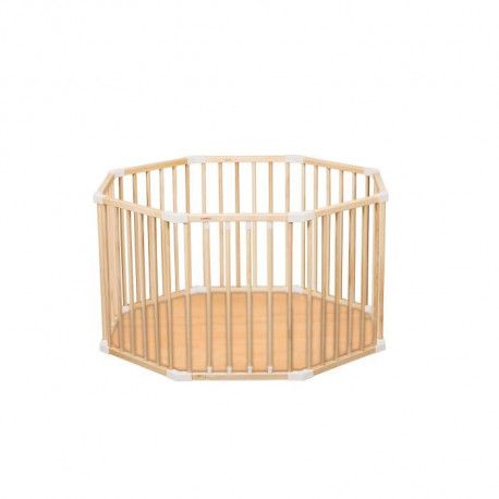 Combelle Parc Rond Hugo Avec Fond Pliant Vernis Naturel