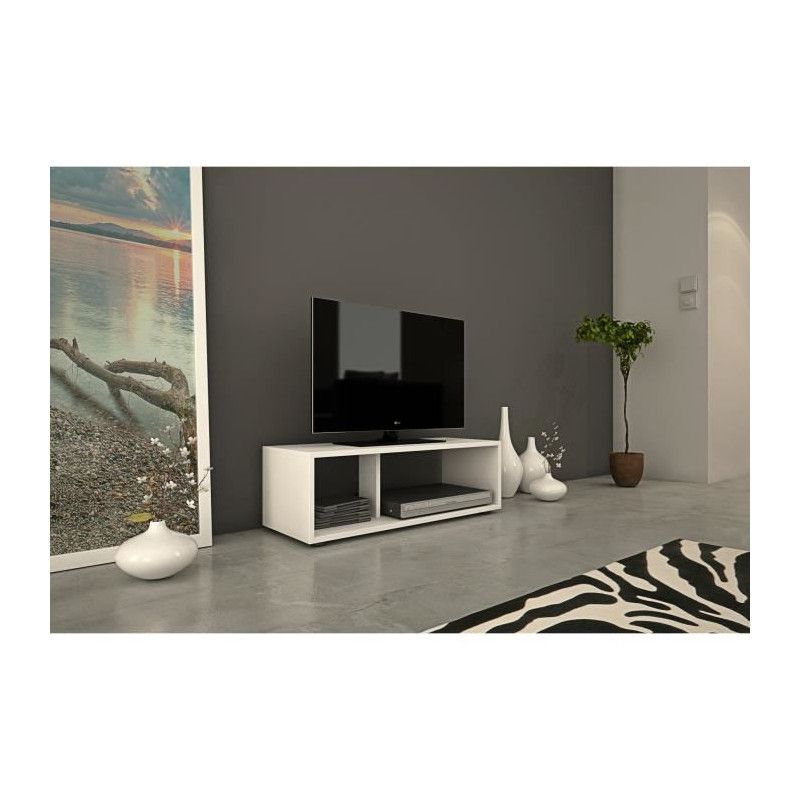 BOOM Meuble TV Contemporain Blanc Mat L 80 Cm boom-meuble-tv-contemporain-blanc-mat-l-80-cm