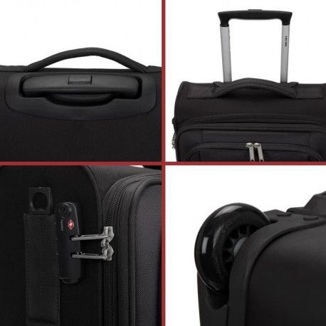 VISA DELSEY Valise Cabine Low Cost Souple 4 Roues 55cm PIN UP5 Rouge