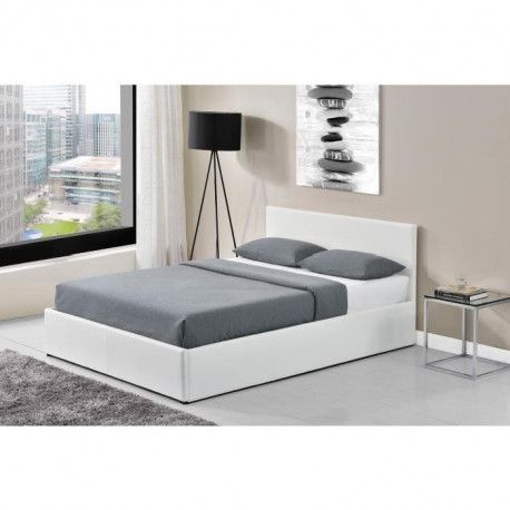 london lit coffre adulte contemporain  simili blanc