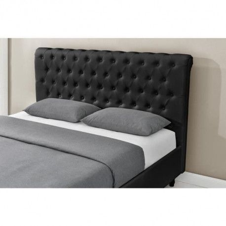 CHAMBORD Lit adulte contemporain tissu aspect velours