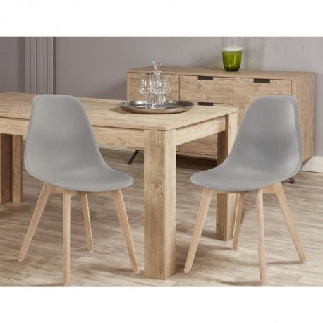 SACHA Lot de 2 chaises de salle a manger gris Pieds en bois hévéa massif Scandinave SACHA Lot de 2 chaises de salle a manger gris Pieds en bois hévéa massif Scandinave